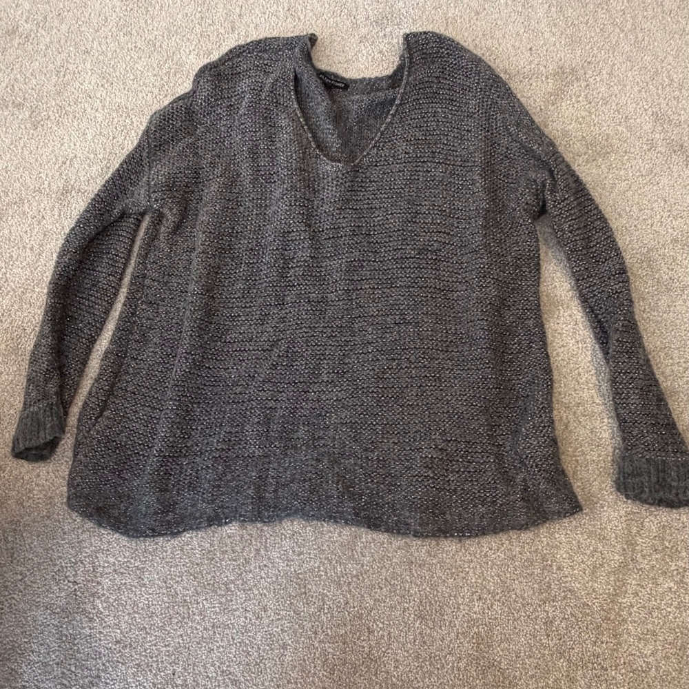 Eileen Fisher gray metallic sweater